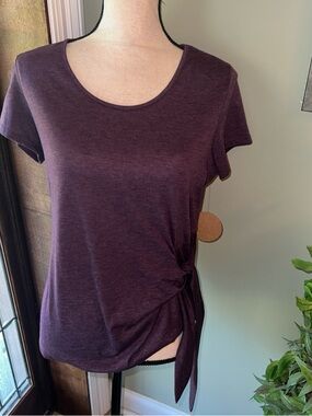 Parallel Skies Side-Tie Short Sleeve Tee in Plum